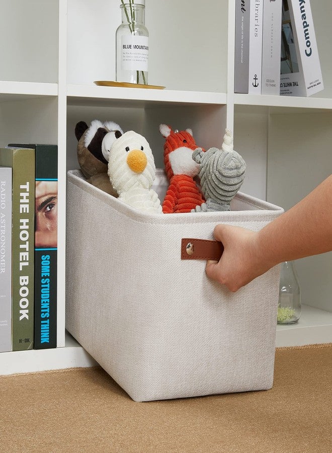 DULLEMELO Fabric Organizer for Storage, Office, Home, Nursery - Small Fabric Storage Basket with Handles (Beige) - Image 4